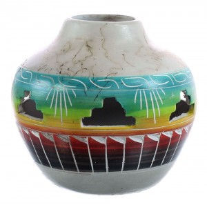 Navajo Horse Hair Pottery Native American Hand Crafted Pot JX122946
