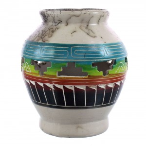 Navajo Horse Hair Pottery Native American Hand Crafted Pot JX122942