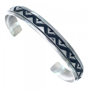 Native American Navajo Water Wave Genuine Sterling Silver Cuff Bracelet JX123017