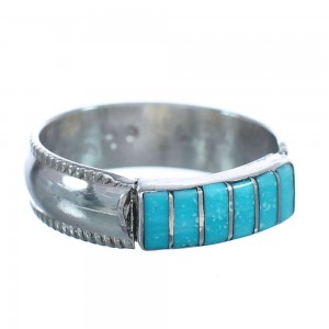 Zuni Jewelry Turquoise Inlay Sterling Silver Ring Size 6 AX123087
