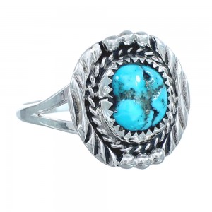 Turquoise Navajo Genuine Sterling Silver Ring Size 6-1/2 AX123124