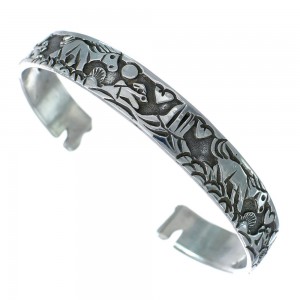 Native American Navajo Authentic Sterling Silver Horse Cuff Bracelet JX123039