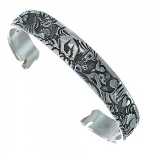 Native American Navajo Authentic Sterling Silver Horse Cuff Bracelet JX123042