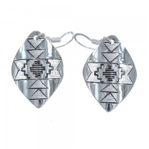 Native American Genuine Sterling Silver Hook Dangle Earrings JX123140