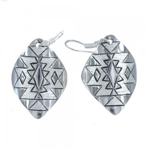 Native American Genuine Sterling Silver Hook Dangle Earrings JX123144