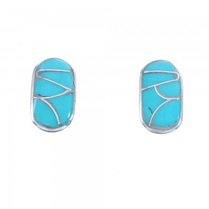 Native American Zuni Turquoise Sterling Silver Post Stud Earrings JX123248