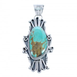 Native American Turquoise Genuine Sterling Silver Pendant JX123301