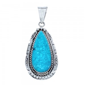Native American Turquoise Tear Drop Genuine Sterling Silver Pendant JX123258