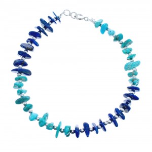 Native American Turquoise and Lapis Lazuli Bead Bracelet JX123463