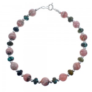 Native American Turquoise And Rhodochrosite Bead Bracelet JX123401