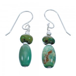 Turquoise Sterling Silver Bead Hook Dangle Earrings JX123433