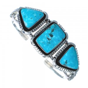 Sterling Silver Multistone Turquoise Navajo Cuff Bracelet AX123769