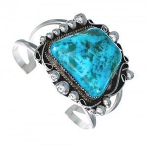 Navajo Sterling Silver Turquoise Jewelry Cuff Bracelet AX123794
