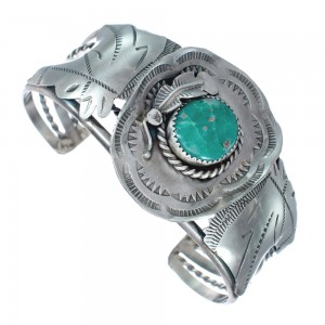 Authentic Sterling Silver Navajo Horse Turquoise Cuff Bracelet AX123857