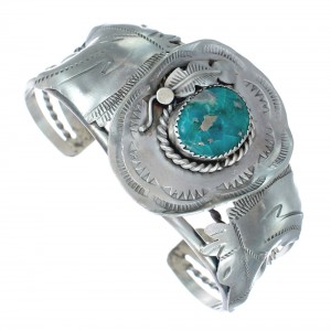 Authentic Sterling Silver Navajo Horse Turquoise Cuff Bracelet AX123858