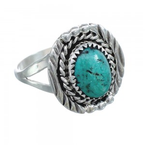 Native American Genuine Sterling Silver Turquoise Ring Size 8-1/4 AX124089