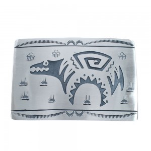 Native American Navajo Sterling Silver Bear Belt Buckle JX124341