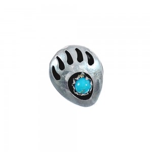 Native American Navajo Sterling Silver Turquoise Bear Paw Tie Tack AX124650