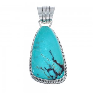 Turquoise Native American Genuine Sterling Silver Pendant AX124476