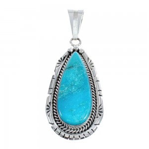 Genuine Sterling Silver Turquoise Navajo Pendant AX124434