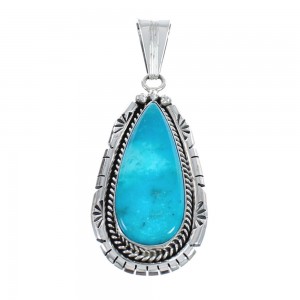 Genuine Sterling Silver Turquoise Navajo Pendant AX124447