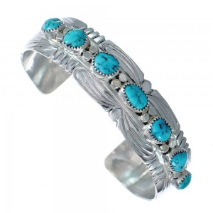 Native American Navajo Turquoise Sterling Silver Cuff Bracelet JX125019