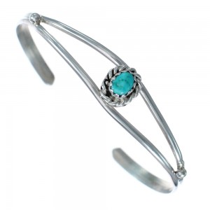 Genuine Sterling Silver Navajo Turquoise Baby Cuff Bracelet JX125025