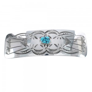 Navajo Sterling Silver Turquoise Hair Barrette AX125153