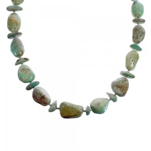Native American Sterling Silver Turquoise Bead Necklace AX125584