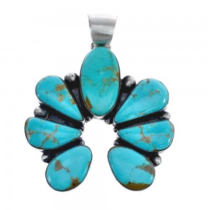 Turquoise Navajo Authentic Sterling Silver Pendant JX126603