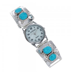 Native American Snake Zuni Sterling Silver Turquoise Watch JX126544