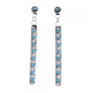 Turquoise Zuni Sterling Silver Post Dangle Earrings AX125660
