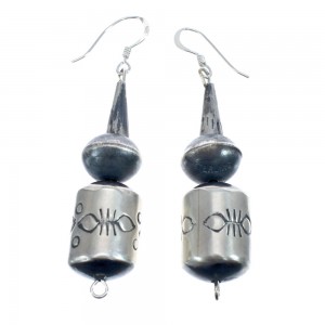 Navajo Old Pawn Style Sterling Silver Bead Earrings AX126023