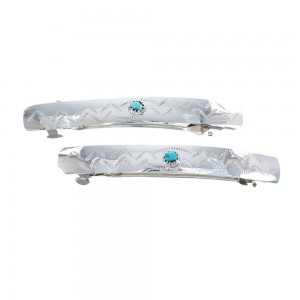 Sterling Silver And Turquoise Navajo Hair Barrettes JX125824