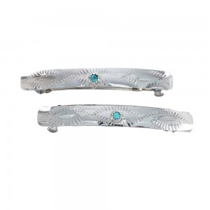Sterling Silver And Turquoise Navajo Hair Barrettes JX125827
