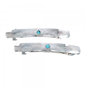 Sterling Silver And Turquoise Navajo Hair Barrettes JX125828