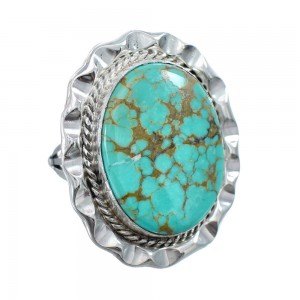 Authentic Sterling Silver Turquoise Navajo Hand Crafted Ring Size 8-1/2 AX126107