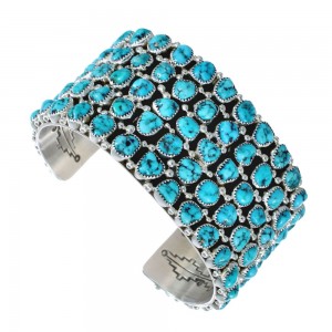 Navajo Turquoise Multistone Sterling Silver Cuff Bracelet JX126302