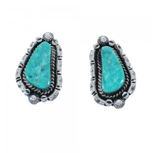 Native American Sterling Silver Turquoise Post Earrings AX126168