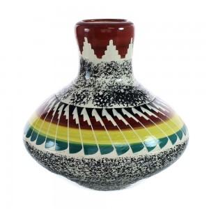 Native American Pottery Hand Crafted Navajo Pot By Agnes Woods JX127354