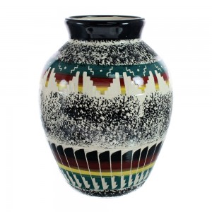 Native American Pottery Hand Crafted Navajo Pot By Agnes Woods JX127347
