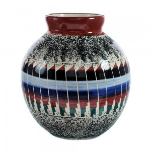 Native American Pottery Hand Crafted Navajo Pot By Agnes Woods JX127360