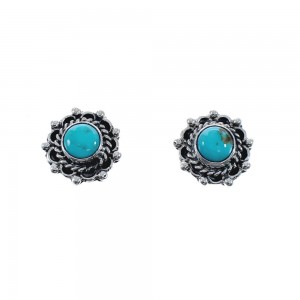 Native American Sterling Silver Turquoise Post Earrings JX128429