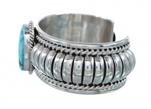 Native American Sterling Silver Navajo Turquoise Cuff Bracelet AX129449