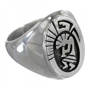 Navajo Indian Calvin Peterson Kokopelli Water Wave Sterling Silver Ring Size 8-1/4 RX115519