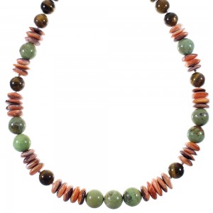 Multicolor Sterling Silver Native American Bead Necklace WX76978
