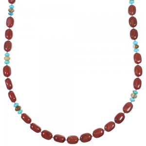 Navajo Sterling Silver Multicolor Bead Necklace AX88871