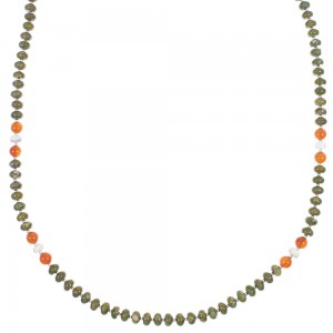 Multicolor Sterling Silver American Indian Navajo Bead Necklace AX88888