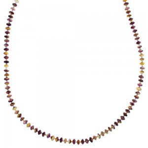 Purple And Orange Oyster Shell Silver Navajo Indian Bead Necklace YX89382