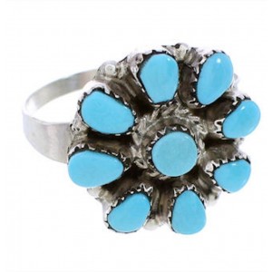 American Indian Jewelry Turquoise And Silver Ring Size 6-1/4 BW76402